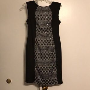Black midi dress, sparkly center